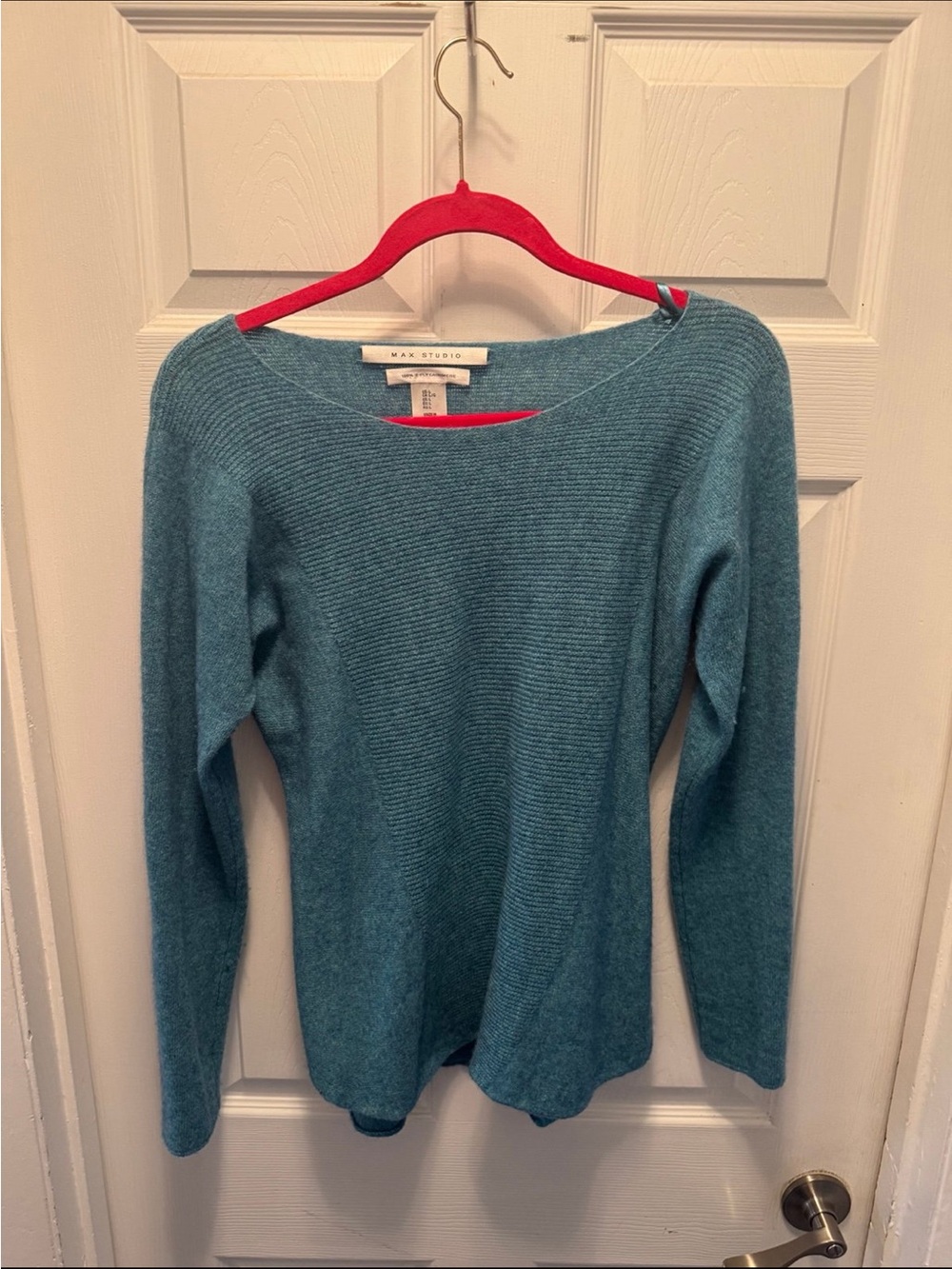 Max Studio Teal Ribbed Boatneck Sweater